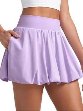 CRZ YOGA Lilac High Waisted Bubble Tennis Skirt NWT